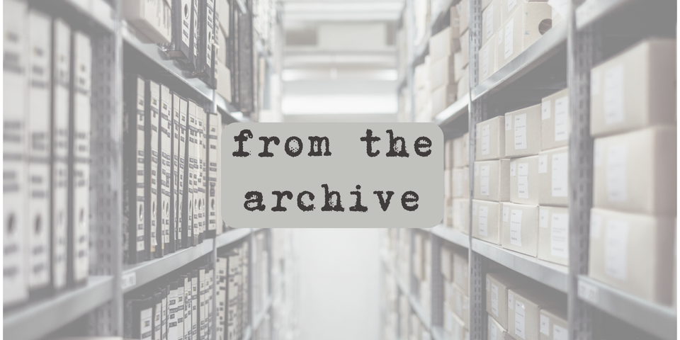 shelves of files with from the archive written over the top