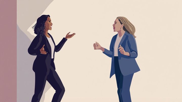 Image of two female economists arguing with each other