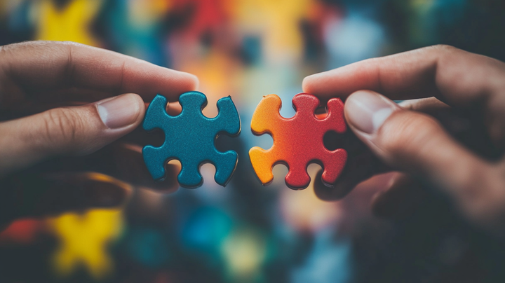 Puzzle pieces held close together