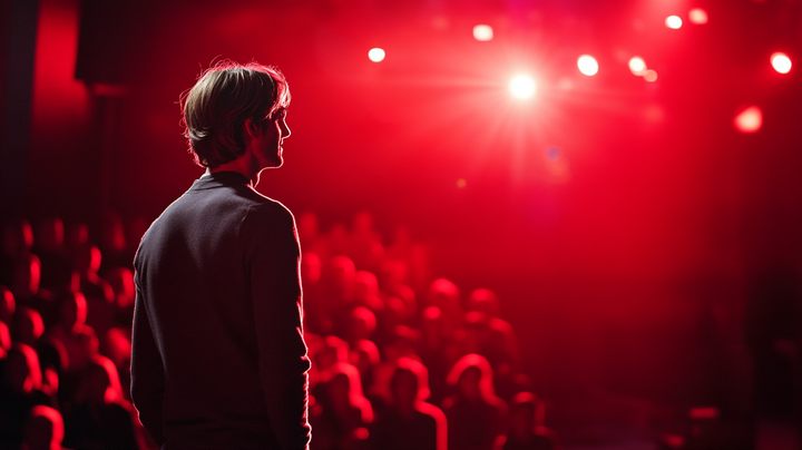 Image of a man about to address a TED talk