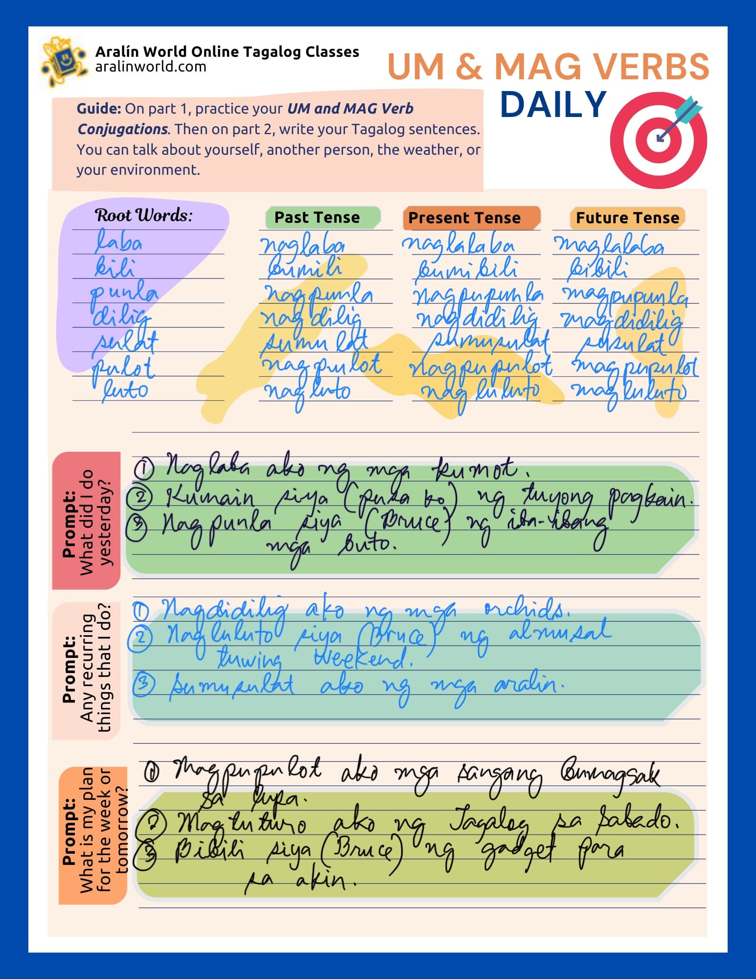 UM and MAG Verbs Daily Practice