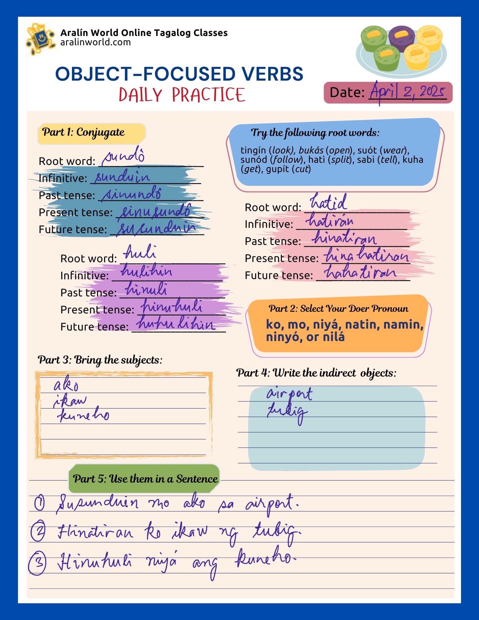 How to use Object-Focused verbs in daily Tagalog conversation?