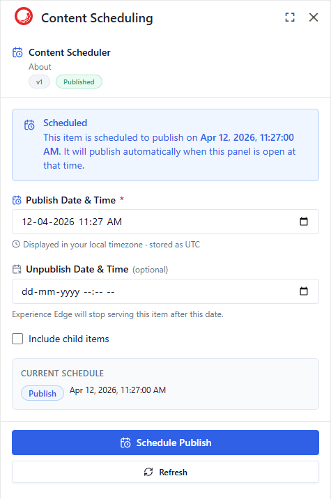 Published vs unpublished version badge