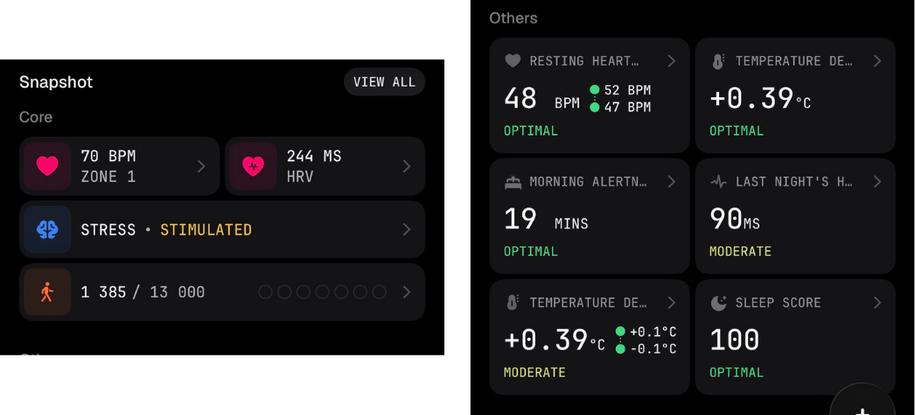 Ultrahuman Sleep Screener and Snapshot in the Emerald app