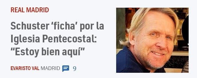 REAL MADRID. Schuster 'ficha' por la Iglesia Pentecostal: "Estoy bien aquí"