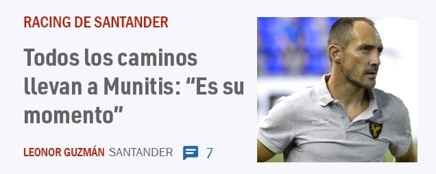 RACING DE SANTANDER. Todos los caminos llevan a Munitis: "Es su momento"