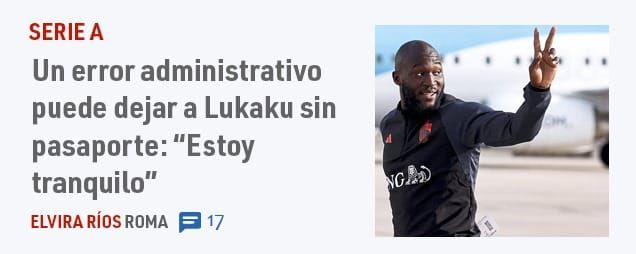 SERIEA. Un error administrativo puede dejar a Lukaku sin pasaporte: "Estoy tranquilo"