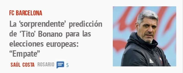 FC BARCELONA. La 'sorprendente' predicción de 'Tito' Bonano para las elecciones europeas: "Empate"