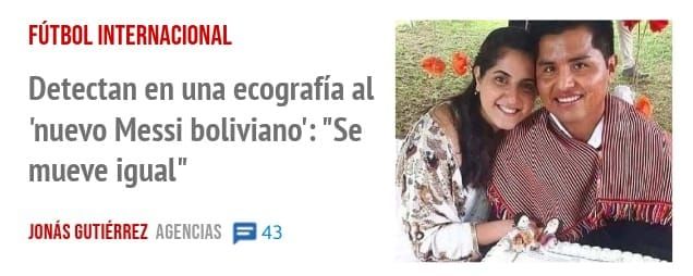 FÚTBOL INTERNACIONAL. Detectan en una ecografía al 'nuevo Messi boliviano': "Se mueve igual"