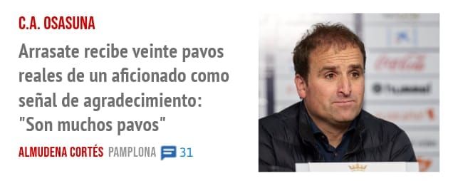 C.A. OSASUNA. Arrasate recibe veinte pavos reales de un aficionado como señal de agradecimiento: "Son muchos pavos"