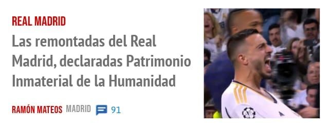 REAL MADRID. Las remontadas del Real Madrid, declaradas Patrimonio Inmaterial de la Humanidad