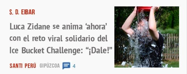 S. D. EIBAR. Luca Zidane se anima 'ahora' con el reto viral solidario del Ice Bucket Challenge: "iDale!"