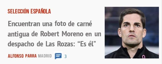 SELECCIÓN ESPAÑOLA. Encuentran una foto de carné antigua de Robert Moreno en un despacho de Las Rozas: "Es él"