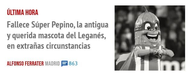 ÚLTIMA HORA. Fallece Súper Pepino, la antigua y querida mascota del Leganés, en extrañas circunstancias