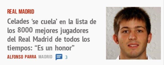 REAL MADRID. Celades 'se cuela' en la lista de los 8000 mejores jugadores del Real Madrid de todos los tiempos: "Es un honor"