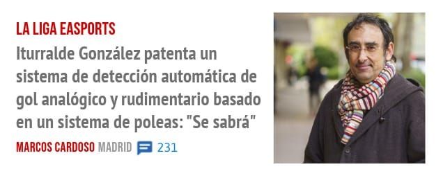 LA LIGA EASPORTS. Iturralde González patenta un sistema de detección automática de gol analógico y rudimentario basado en un sistema de poleas: "Se sabrá"