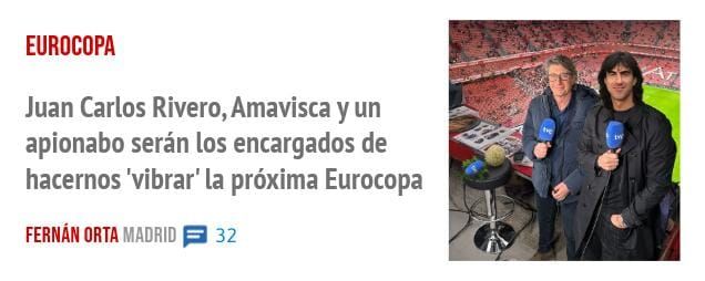 EUROCOPA. Juan Carlos Rivero, Amavisca y un apionabo serán los encargados de hacernos 'vibrar' la próxima Eurocopa