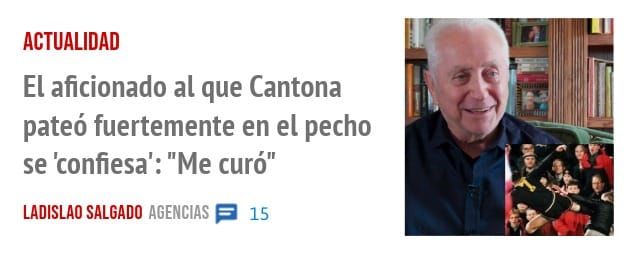 ACTUALIDAD. El aficionado al que Cantona pateó fuertemente en el pecho se 'confiesa': "Me curó"