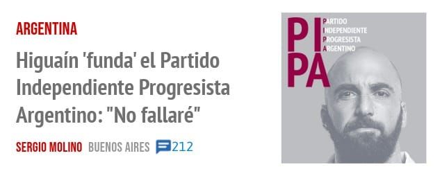 ARGENTINA. Higuaín 'funda' el Partido Independiente Progresista Argentino: "No fallaré"