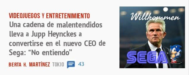 VIDEOJUEGOS Y ENTRETENIMIENTO. Una cadena de malentendidos lleva a Jupp Heynckes a convertirse en el nuevo CEO de Sega: "No entiendo"