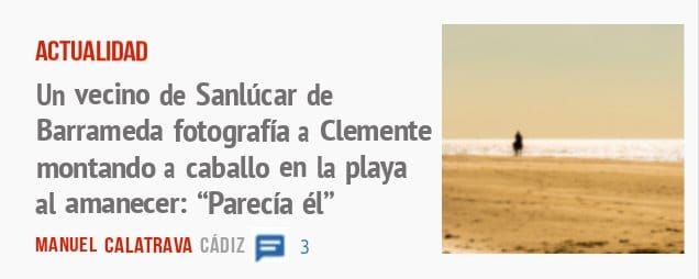 ACTUALIDAD. Un vecino de Sanlúcar de Barrameda fotografía a Clemente montando a caballo en la playa al amanecer: "Parecía él"
