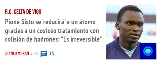 R.C. CELTA DE VIGO. Pione Sisto se 'reducirá' a un átomo gracias a un costoso tratamiento con colisión de hadrones: "Es irreversible"