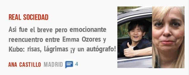 REAL SOCIEDAD. Así fue el breve pero emocionante reencuentro entre Emma Ozores y Kubo: risas, lágrimas iy un autógrafo!