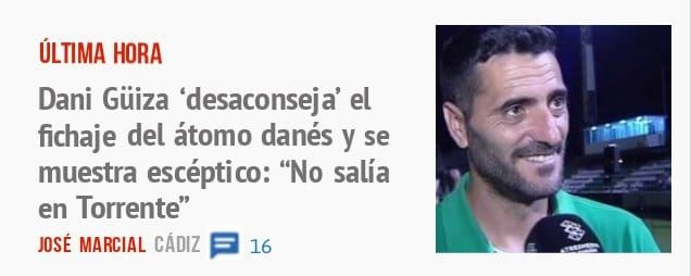 ÚLTIMA HORA. Dani Güiza 'desaconseja' el fichaje del átomo danés y se muestra escéptico: "No salía en Torrente"