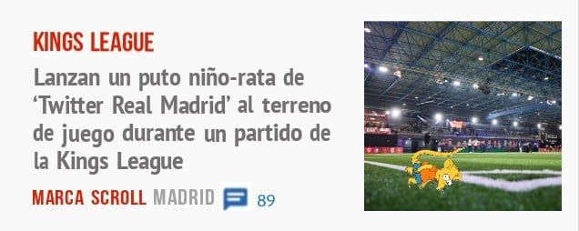 KINGS LEAGUE. Lanzan un puto niño-rata de 'Twitter Real Madrid' al terreno de juego durante un partido de la Kings League