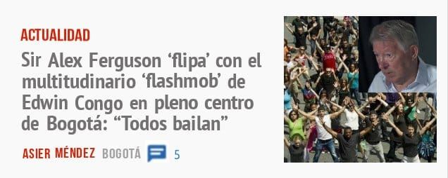 ACTUALIDAD. Sir Alex Ferguson 'flipa' con el multitudinario 'flashmob' de Edwin Congo en pleno centro de Bogotá: "Todos bailan"