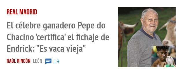 REAL MADRID. El célebre ganadero Pepe do Chacino 'certifica' el fichaje de Endrick: "Es vaca vieja"