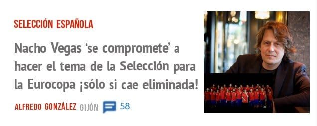 SELECCION ESPAÑOLA. Nacho Vegas 'se compromete' a hacer el tema de la Selección para la Eurocopa iSólo si cae eliminada!