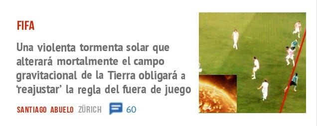 FIFA. Una violenta tormenta solar que alterará mortalmente el campo gravitacional de la Tierra obligará a 'reajustar' la regla del fuera de juego