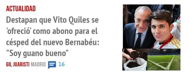 ACTUALIDAD. Destapan que Vito Quiles se 'ofreció' como abono para el césped del nuevo Bernabéu: "Soy guano bueno"