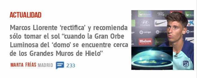 ACTUALIDAD. Marcos Llorente 'rectifica' y recomienda sólo tomar el sol 'tuando la Gran Orbe Luminosa del 'domo' se encuentre cerca de los Grandes Muros de Hield'