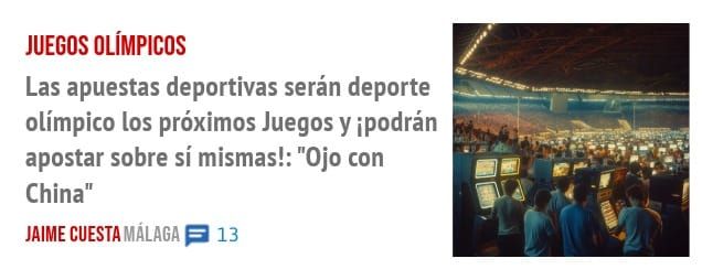 JUEGOS OLÍMPICOS. Las apuestas deportivas serán deporte olímpico los próximos Juegos y ipodrán apostar sobre sí mismas!: "Ojo con China"