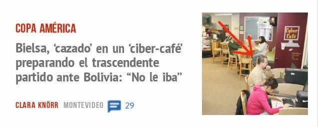 COPA AMÉRICA. Bielsa, 'cazado' en un 'ciber-café' preparando el trascendente partido ante Bolivia: "No le iba"