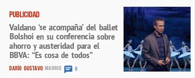 PUBLICIDAD. Valdano 'se acompaña' del ballet Bolshoi en su conferencia sobre ahorro y austeridad para el BBVA: "Es cosa de todos"