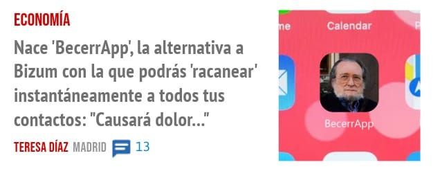 ECONOMÍA. Nace 'BecerrApp', la alternativa a Bizum con la que podrás 'racanear' instantáneamente a todos tus contactos: "Causará dolor..."