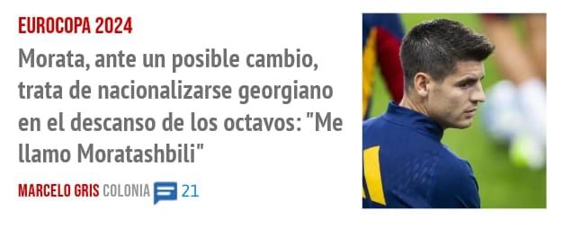 EUROCOPA 2024. Morata, ante un posible cambio, trata de nacionalizarse georgiano en el descanso de los octavos: "Me llamo Moratashbili"
