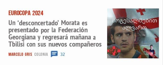 EUROCOPA 2024. Un 'desconcertado' Morata es presentado por la Federación Georgiana y regresará mañana a Tbilisi con sus nuevos compañeros