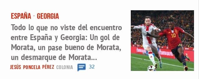 ESPAÑA - GEORGIA. Todo 10 que no viste del encuentro entre España y Georgia: Un gol de Morata, un pase bueno de Morata, un desmarque de Morata...