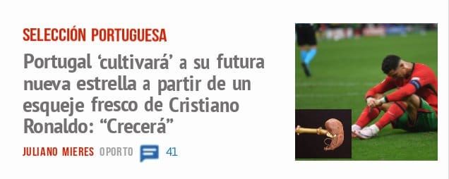 SELECCIÓN PORTUGUESA. Portugal 'cultivará' a su futura nueva estrella a partir de un esqueje fresco de Cristiano Ronaldo: "Crecerá"