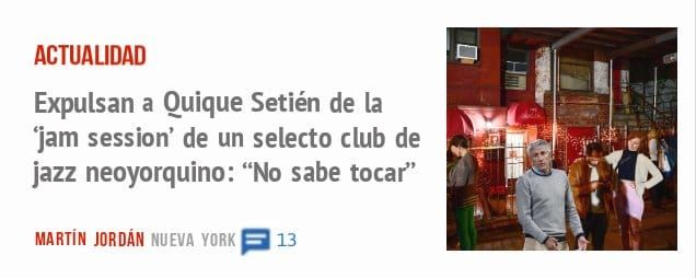 ACTUALIDAD. Expulsan a Quique Setién de la 'jam session' de un selecto club de jazz neoyorquino: "No sabe toca"'