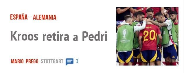 ESPAÑA ALEMANIA. Kroos retira a Pedri