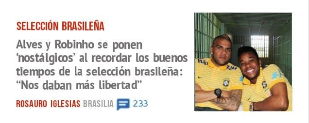 SELECCIÓN BRASILEÑA. Alves y Robinho se ponen 'nostálgims' al recordar los buenos tienvos de la selección brasileña: "Nos daban más libertad"