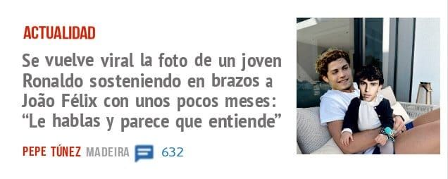 ACTUALIDAD. Se vuelve viral la foto de un joven Ronaldo sosteniendo en brazos a João Félix con unos pocos meses: "Le hablas y parece que entiende"