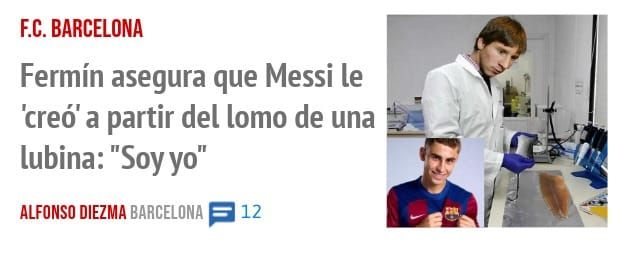 F.C. BARCELONA. Fermín asegura que Messi le 'creó' a partir del lomo de una lubina: "Soy yo"
