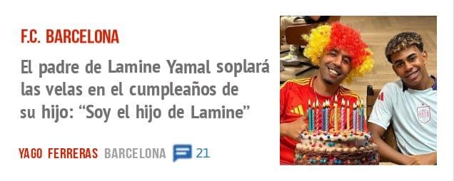 F.C. BARCELONA. El padre de Lamine Yamal soplará las velas en el cumpleaños de su hijo: "Soy el hijo de Lamine"
