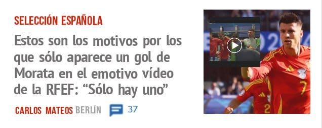 SELECCIÓN ESPAÑOLA. Estos son los motivos por los que sólo aparece un gol de Morata en el emotivo vídeo de la RFEF: "Sólo hay und'